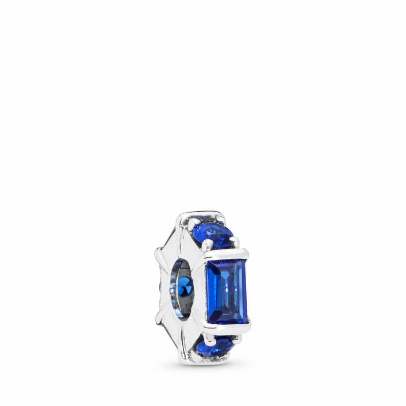 Pandora Ice Sculpture Spacer Charm - Sterling Silver/Blue/Crystal - Canada | NA6929MS